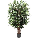 Hollyone Ficus Benjamini Kunstpflanze, Künstliche Pflanzen Groß, Kunstbaum 91 cm Hoch mit 546 Blättern, Ideal für die Esszimmer und Eingangsbereich Deko und Innendekoration
