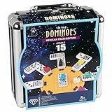 Mexican Train Dominoes,Double Fifteen Dominoes Set for Adults, Aluminum Box, Coloured Dots,136 Domino Pieces (2-10 Players)