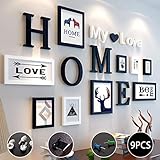 Bilderrahmen-Set 9er Set Fotorahmen,mit Home My Love Buchstaben,4 Größen:3pcs-8.8 * 12.8cm,2pcs-12.8 * 17.8cm,2pcs-19.8 * 24.8cm,kreative Restaurant Hintergrund Wanddekoration