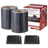 Electronicx PVC Sichtschutzstreifen Anthrazitgrau (RAL 7016) | Sichtschutz Zaunfolie Doppelstabmatten | 70m (2x35m) x 19 cm | 450g/m² | UV-beständig, Blickdicht, inkl. 40 Befestigungsclips