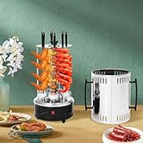 Vertikaler Edelstahl Elektro-Tischgrill inkl. 6 Spieße, BBQ Vertikalgrill Rundgrill für Schaschlik-, Fleisch-, Garnelen-, Gyrosspieße Dreh-Grill Heizmodul mit Schutzgitter, 1000W 20 * 37.5cm