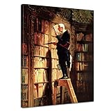 Bilderdepot24 Bild auf Leinwand | Carl Spitzweg Der Bücherwurm in 30x40 cm als Wandbild | Wand-deko Dekoration Wohnung alte Meister | NEU-180202-30x40-db