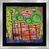 artissimo, Premium-Kunstdruck gerahmt, 53x53cm, AG4683, Friedensreich Hundertwasser: Dingsdas wachsen in geliebten Gärten, Bild mit Rahmen, Wandbild, Poster, Wanddekoration