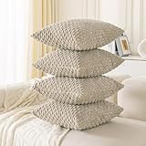 Ci & Ci 4er Set Boho Deko Kissenbezug 40x40 cm, Taupe Kissen Sofakissen Dekokissen Zierkissen, Flauschig Kissenbezüge Kissenhülle für Sofa Couch