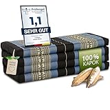 livasia Nachhaltige Klappmatratze aus Kapok - 200x110x8cm - breite Gästematratze, Faltbare Matratze, ökologische Yogamatte, klappbares Gästebett, Liege für Garten und Balkon (Blau/Elefanten)