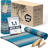 livasia Rollmatte Rollmatratze L breit bequem - 200x110x4,5cm - Gästebett Gästematratze 1 Person, Reisebett Kofferraum outdoor, Thaimatte Kapok Garten Balkon handgefertigt (Hellblau)