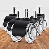 WOLAFOO Bürostuhl Rollen 10 mm x 22 mm, Hartbodenrollen, 360 Grad Drehung ohne Kratzer, 5er Set Schreibtischstuhl Rollen für Hartböden, Parkett, Teppich, Laminat und Fliesen