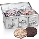 Nürnberger Elisen-Lebkuchen - 12 Stück gemischt - 900g - Truhe: silberfarben - Echte Eckstein Elisenlebkuchen
