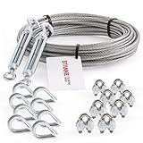 Seilwerk STANKE Rankhilfe Drahtseil verzinkt 10m Stahlseil 5mm 6x7, 2x Spannschloss M8 Haken+Öse, 8x Kausche, 8x Bügelformklemme - SET 5