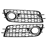 X AUTOHAUX Pair Front Fog Light Mesh Grille Honeycomb Type Grill Cover for Audi A4 B8 S-Line S4 2008-2012 8K0807682C 8K0807681C