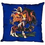 Fan-O-Menal Textilien Dekokissen mit Print - Pferde Kaltblut Isländer - Größe ca. 40 x 40 cm K12668 Farbe braun
