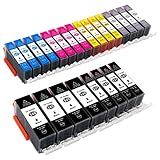 ESMONLINE 24 komp. XL Druckerpatronen (6 Farben) als Ersatz zu Canon PGI-520/CLI-521 für Canon Pixma iP 3600 4600 4700 MP 540 550 560 620 630 640 MX 860 870 / MP980 MP990 MP 980 990 (mit grau)