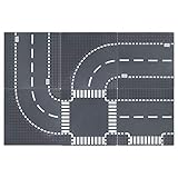Bauplatten für Straßen, Städte, Straßenplatten,Kompatibel mit Allen gängigen Marken, 25.5*25.5cm Platten-Set für Kreatives Spielen, Lernspielzeug (6 Stück(2 Gerade,2 Kurve,T-Kreuzung+Kreuzung))