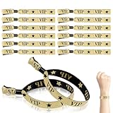 VIP Einlassbänder Stoff, 30 Stück Eintrittsbänder Schwarze Goldene, Verstellbare VIP Bändchen für Partys Konzerte Geburtstag Hochzeit Vergnügungsparks