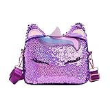 VALICLUD Frauen Mädchen Einhorn Pailletten Tasche Glitzer Crossbody Geldbörse Umhängetasche für Kinder Kleine Mädchen (Lila)