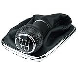 L & P Car Design L&P A253-6 Schaltsack Schaltmanschette Schwarz Schaltknauf 6 Gang 12mm kompatibel mit VW Golf 4 IV Chrom Rahmen Knauf Plug Play Ersatzteil für 1J0711113