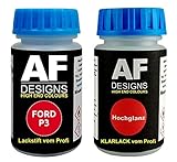 Lackstift für Ford P3 Radiant Red + Klarlack je 50ml Autolack Basislack Set