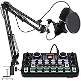 RUBEHOOW Mixer Kit mit Live Soundkarte, DJ Controller und BM800 Mikrofon für Live-Auftritte, Aufnahmen, PC- und Karaoke-Partys sowie Spielstimmen