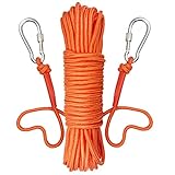 UTOMAG Fischerei Bergung Seil mit 2 Karabiner - 20m Allzweckseil - Outdoor Seil, Festmacherleine, Strick, Gartenseil, Flechtleine, Seil für Outdoor, Sport, Campin, Wandern (Durchmesser 6mm, Orange)