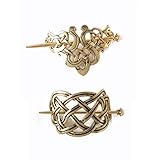 2 Stück Wikinger keltische Knoten Clips Haarnadel Haarnadel Haarschmuck für langes Haar Frauen Mädchen Haarschmuck (Gold)
