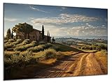 DARO Design - Wand-Bild 6mm HDF 84x56 cm Toskana mit Haus - Wand-Deko Bilder Wohnzimmer