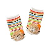 Fehn 091519 Rasselsöckchen Teddy / Activity-Babysöckchen mit niedlichen Tier-Köpfchen zum Greifen, Rasseln, Strampeln & Geräusche erzeugen, Lernspielzeug für Babys von 0-12 Monaten