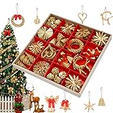 Weihnachtsanhänger Christbaum Deko, 56-teiliges Weihnachtsverzierungen Aus, Christbaumschmuck Strohanhänger, Weihnachten Anhänger Natürlicher Christbaum-Behang, Weihnachtsbaum Deko