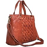 STILORD 'Mara' Elegante Handtasche geflochtenes Leder mit abnehmbaren Schulterriemen Abendtasche Ausgehtasche Echtleder, Farbe:Cognac - Used