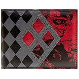 The Dark Knight Joker Harley Quinn Diamanten Geldbörse/Geldbeutel Bi-Fold mit Ausweis- & Kartenhalter, Grau