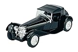 Welly Jaguar SS 100 Schwarz mit Soft Top Cabrio 1935-1940 1/34-1/39 Metal Modell Auto Die Cast Neu im Kasten