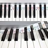 Farbenfrohe Klaviertastatur-Noten für Anfänger, abnehmbare Notenetiketten zum Lernen, 61 Tasten in voller Größe, wiederverwendbar, keine Aufkleber erforderlich