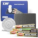 Optimales Polierset (6-teilig) für Metall - Beinhaltet 3 x 75 ml Metall-Politur, 150 x 230 mm Schleifvlies-Pad, Stoffbürste (130 mm) und Dorn (6 mm)