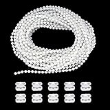 Panexf Rollokette Ersatzkette 3 Meter Weiß Perlenkette Ersatzteil Vertikal 4,5mm Endloskette Mit 10 Stück Kettenverbinder für Vertikaljalousien Jalousien
