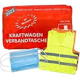 2in1 Verbandskasten Auto 2022 | KFZ-Verbandstasche DIN 13164 inkl. Warnweste Zertifiziert Geprüft | Erste Hilfe First Aid Tasche Kasten Set Kit als Notfall-Set Nachfüllset für Auto 2022 STVO