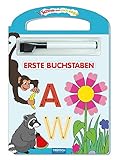 TRÖTSCH - Schreib und wisch weg "Erste Buchstaben" mit Stift | Übungsheft mit abwischbarer Oberfläche und Stift zum Üben der Buchstaben. Lernheft mit Schritt-für-Schritt-Anleitungen | Ab 4 Jahren