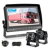 Hodozzy Rückfahrkamera Auto mit 8 Zoll LCD Monitor, AHD 1080P 2*Kameras IP69 Wasserdicht Super Nachtsicht, Rückfahrkamera Kabel 12V-24V für Wohnmobil/LKW/Anhänger/Bus/Vans, mit 15m+5m Kabel