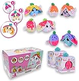 Sbabam Funny Box Doki Fruit Plüsch Spielzeug, Kinder Spiele von Kiosk, Reversible Plüsch Tiere für Mädchen Geschenk, 2 Stück - Weiches Plüschkaninchen in Form von Früchten, Sammler Spielzeug