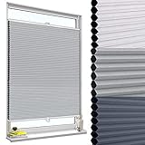 WOLTU Wabenplissee ohne Bohren Verdunklung Thermo Doppelplissee Klemmfix Zweifarbig 60x130cm Grau-Weiß, Plissee Faltrollo Sonnen-, Sicht- & Schallschutz, Jalousie Plisseerollo für Fenster & Tür