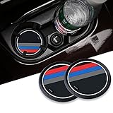 2 Stück Linie Auto Innenraum Zubehör Anti-Slip Untersetzer für 1 3 5 7 Serie F30 F35 320li 316i X1 X3 X4 X5 X6 (Durchmesser 2.6"(66mm))