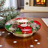 CULT at home Dreamlight Teelichthalter Deko Weihnachten – Traumlicht Teelichter Glas X Mas Snowflake Schneeflocke - Ø 12 cm Höhe 5 cm