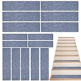 Bohany Treppenstufen für Holztreppen, 15 Stück Holzstufen rutschfeste Teppichmatte, Innentreppen Läufer Antirutsch Sicherheitsteppich, Für Kinder Senioren Haustiere Hunde Zuhause Terrasse