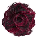 CAISHA Scrunchie Haarteil Haargummi Dutt Haarverdichtung Groß Emilia Gewellt Unordentlich DM15cm Rot Mix G30E