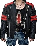 Hard Leather Motorrad Retro Lederjacke Schwarz Rot Premium, Grösse S