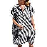 9464 Gestreifter Damen-Strandurlaub Lose Tasche Knopf Kurzarm Schlitz Rock Kleid Rock 75 r, Taufkleid XXL Flora cocktailkeider RIPP Winter-Kleid kirschblüte xs-XXL s/s String Shirtkleid 80% ba