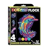 DIAMOND DOTZ DOTZIES 2594445 Original 5D Diamond Painting Set, Neon Meerestiere, 4 bunte Diamant-Bilder mit Flock, Dotting-Kit für Kinder ab 6 Jahren, Beginner