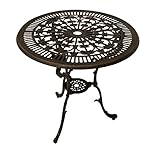 DEGAMO Gartentisch Bistrotisch Lugano in Jugendstil Optik 70cm rund, aus Aluminiumguss, Farbe Bronze - antik, Outdoor