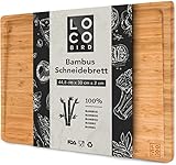 Loco Bird massives Bambus Schneidebrett mit Saftrille - 44,8x30x2 cm großes Holz-Brett für die Küche - XXL Tranchierbrett - Antibakterielles Holzbrett