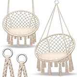 tillvex Hängesessel 200kg zum Aufhängen | Hängestuhl Indoor & Outdoor | Hängekorb wetterfest | Schaukelkorb mit Kissen