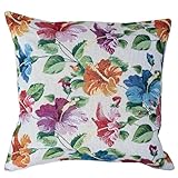 heimtexland Gobelin Dekokissen Blumen Deko Kissen Bezug mit Baumwolle Öko-tex Kissenbezug Landhaus Sofakissen Modern Garden Typ884 Kissenhülle 40x40 cm Hibiskus