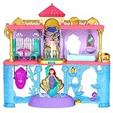 DISNEY Prinzessin Arielle - Land und Meeresschloss im Puppenhaus-Spielset, 31,1 cm hoch, 6 Spielbereiche, Fabius-Figur, Arielle-Puppe mit 2 Moden, stapelbar, für Kinder ab 3 Jahren, HLW95